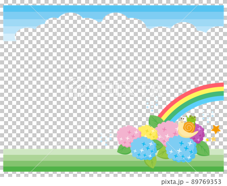 かわいいカエルとカタツムリ 紫陽花 かわいいカエルとカタツムリ 紫陽花 89769353