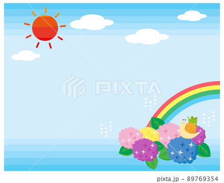 かわいいカエルとカタツムリ 紫陽花 かわいいカエルとカタツムリ 紫陽花 89769354