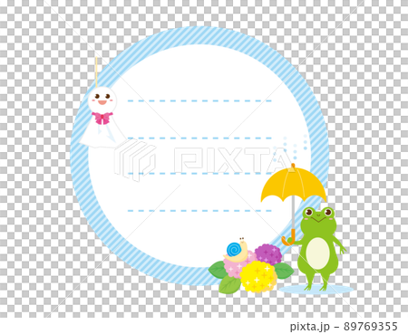 かわいいカエルと蝸牛　紫陽花　メッセージカード 89769355