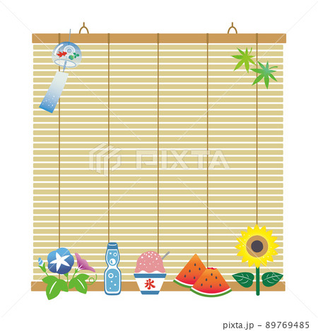 すだれ　朝顔　風鈴　かき氷　背景 89769485