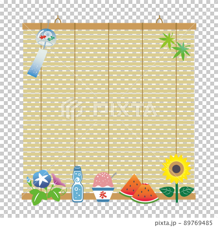 すだれ　朝顔　風鈴　かき氷　背景 89769485