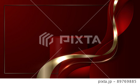 Abstract luxury 3D rrealistic red podium display wave shapes paper cut style Abstract luxury 3D rrealistic red podium display wave shapes paper cut style 89769885