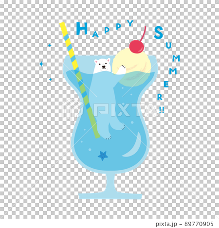夏イラスト2022（シロクマinソーダ）文字ありベク 89770905