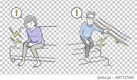 矢量圖素材：患有膝蓋疼痛的老年男女 89772560