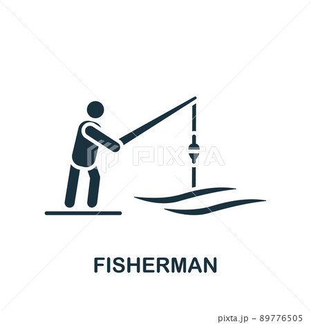 Fisherman icon. Monochrome simple Fishing icon for templates, web design and infographics 89776505
