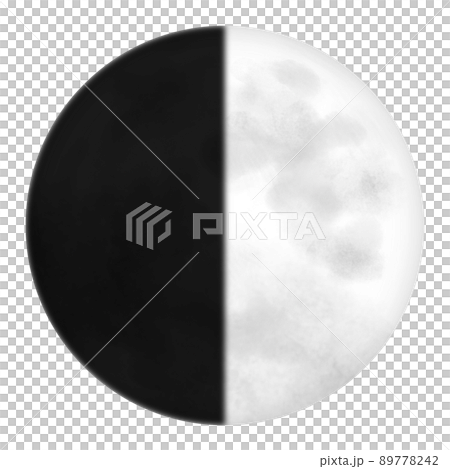 Illustration of the first quarter moon with a moon age of 7. Illustration of the first quarter moon with a moon age of 7. 89778242