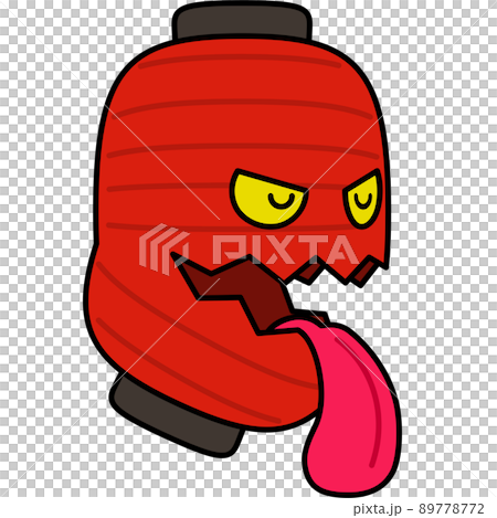 目を瞑る提灯のお化けのイラスト(アウトラインあり) 目を瞑る提灯のお化けのイラスト(アウトラインあり) 89778772