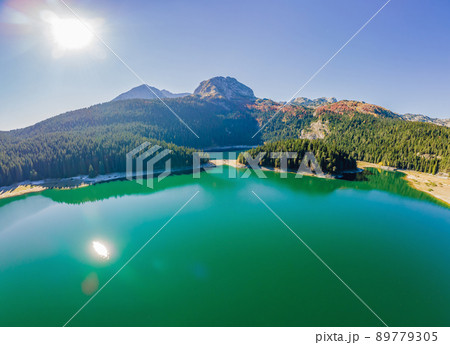 Aerial view on Black lake in National park Durmitor. Montenegro. Travel around Montenegro concept Aerial view on Black lake in National park Durmitor. Montenegro. Travel around Montenegro concept 89779305