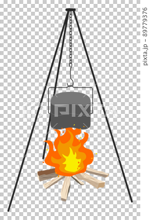 Mess tin cooked by hanging it with a tripod Mess tin cooked by hanging it with a tripod 89779376