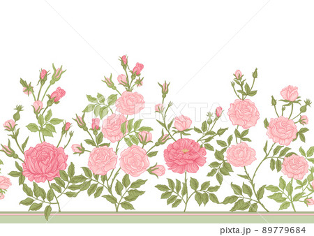 Roses flowers on branches. Millefleurs trendy floral design 89779684