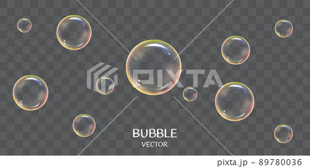 シャボン玉が泡立ち、虹色でリアル 89780036