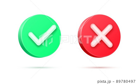 Realistic 3d check mark right and wrong button 89780497