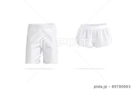 Blank white women and men shorts mockup, front view Blank white women and men shorts mockup, front view 89780663