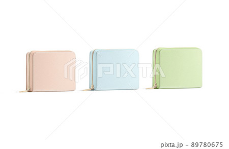 Blank colored small money wallet mockup, half-turned view Blank colored small money wallet mockup, half-turned view 89780675