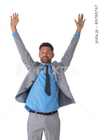 Business man raising arms 89780747