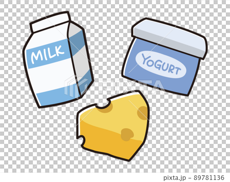 乳製品のイラストセットのイラスト素材
