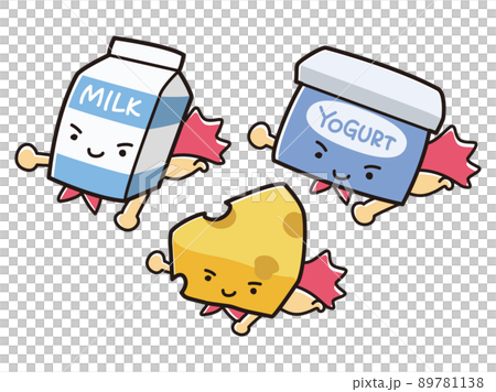 Dairy product illustration set (hero style character) Dairy product illustration set (hero style character) 89781138