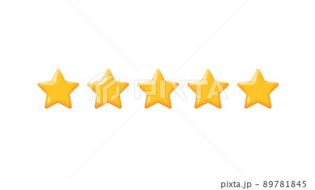 Five realistic 3d yellow glossy rating stars 89781845