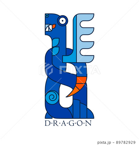 Fantasy winged blue dragon with a breastplate Fantasy winged blue dragon with a breastplate 89782929