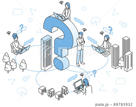 サテライトオフィスで勤務する悩める人々 89783932