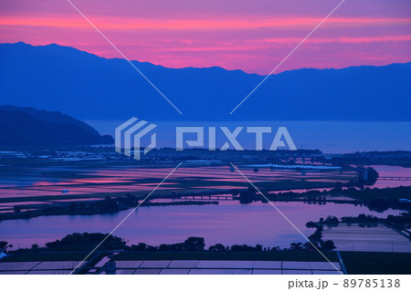 能登川水田夕照 89785138