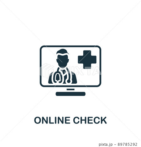 Online Check icon. Monochrome simple Health Check icon for templates, web design and infographics Online Check icon. Monochrome simple Health Check icon for templates, web design and infographics 89785292