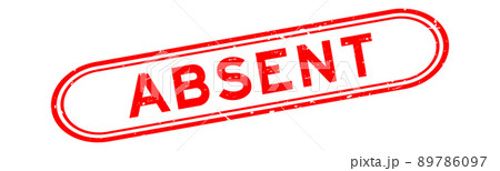 Grunge red absent word rubber seal stamp on white background 89786097