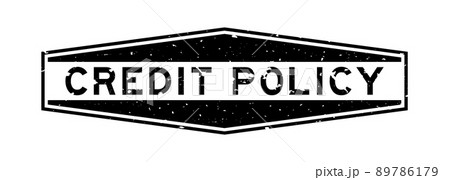Grunge black credit policy word hexagon rubber seal stamp on white background 89786179