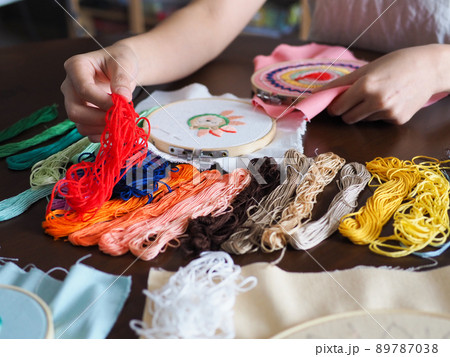 artist home living space woman leisure hobby hand craft embroidery mandala spiritual mental health healing mind pattern handmade design illustration art workshop selective focus artist home living space woman leisure hobby hand craft embroidery mandala spiritual mental health healing mind pattern handmade design illustration art workshop selective focus 89787038