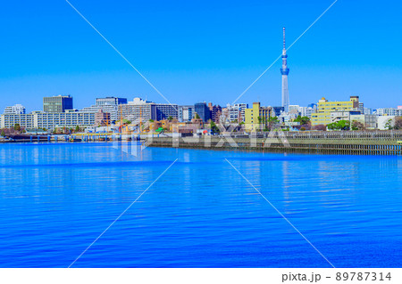 【東京の都市風景】晴海橋からの都市風景(佃・越中島方向) 【東京の都市風景】晴海橋からの都市風景(佃・越中島方向) 89787314