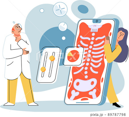 Online medical services mobile application, consultation and prescription medicine, diagnostics metaphor 89787798