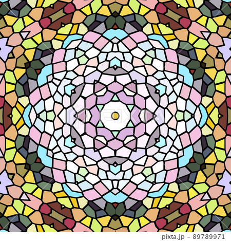 万華鏡風の対称的な幾何学模様の正方形画像 89789971