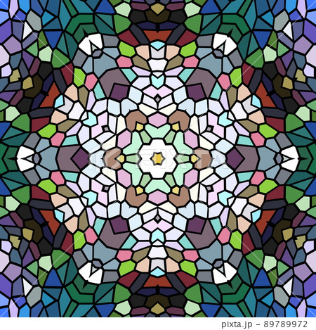 万華鏡風の対称的な幾何学模様の正方形画像 89789972