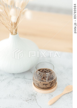 The grass jelly or Chao-Guay is one of the most popular Thai desserts or Thai street food. 89789984