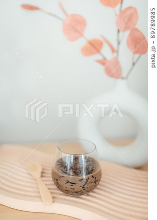 The grass jelly or Chao-Guay is one of the most popular Thai desserts or Thai street food. 89789985