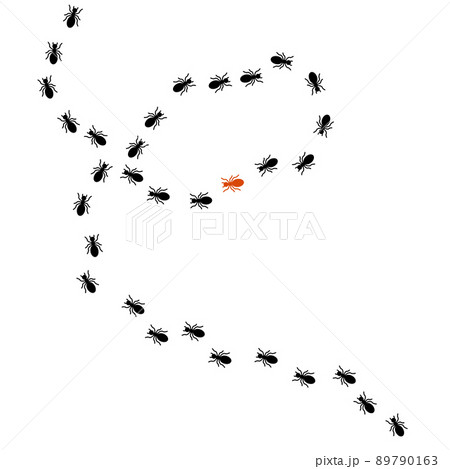 Silhouette Black Ant Road Trail. Vector 89790163