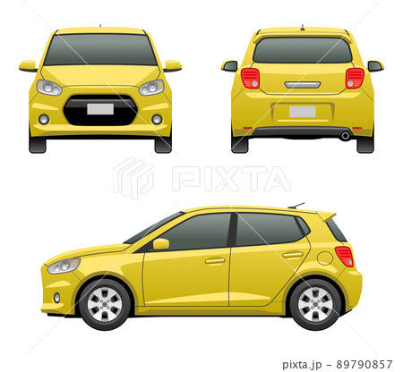 3方向から見た車のイラスト（コンパクトカー_01） 89790857