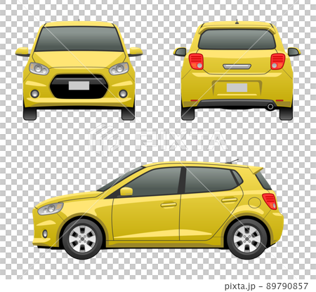 3方向から見た車のイラスト（コンパクトカー_01） 89790857