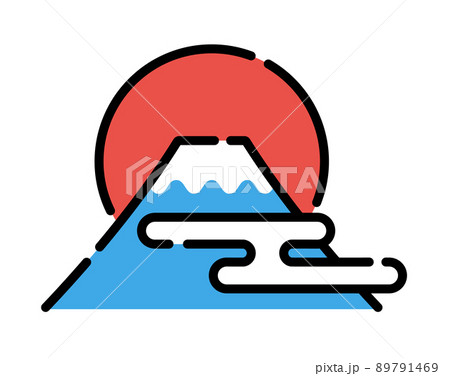 富士山と日の出のシンボル　ベクターアイコン 89791469