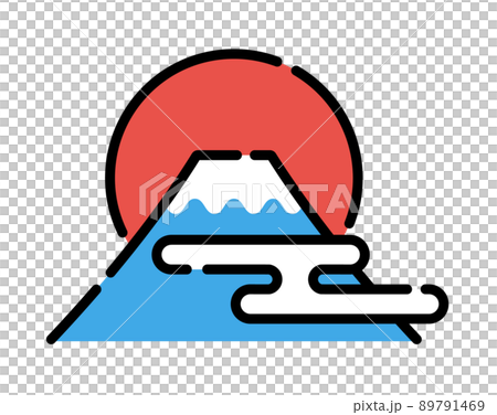 富士山和日出符號矢量圖標 89791469