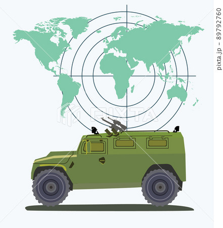 armoring car  Tigr-M SpN on sonar sound waves background. 89792760