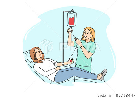 Female donor donate blood in clinic 89793447
