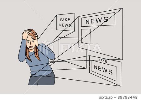Woman under influence of fake news  89793448