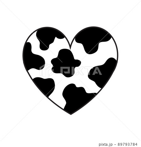 Vector flat heart with cow spotted fur texture Vector flat heart with cow spotted fur texture 89793784