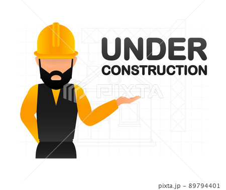Flat illustration under construction for site design with man. Vector banner. Web banner Flat illustration under construction for site design with man. Vector banner. Web banner 89794401