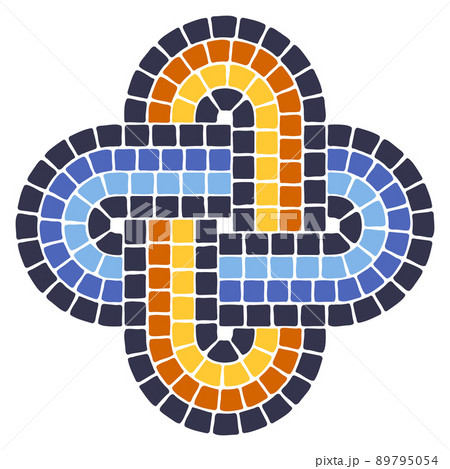 Ancient mosaic element. Decorative antique stone ornament. 89795054