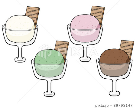 グラスに入ったアイスクリーム4種のイラスト 89795147