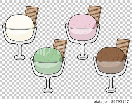 グラスに入ったアイスクリーム4種のイラスト 89795147