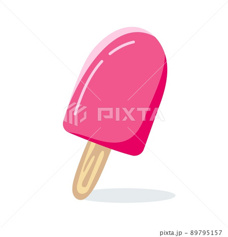 Popsicle pink ice cream on a stick Vector illustration isolated on a white background 89795157