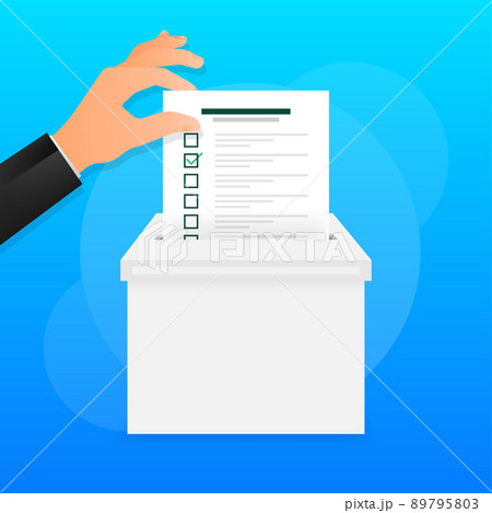 Checklist or vote bulletin in hand. Vector illustration design 89795803